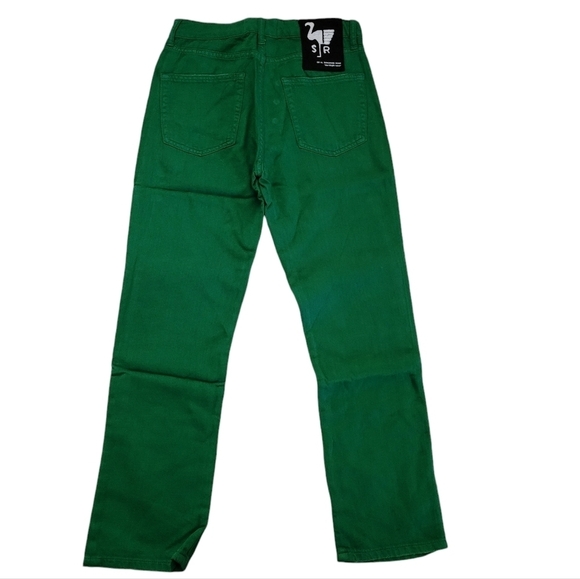 Free People X Sandrine Rose Mid Rise Straight Leg Button Fly Jeans Sapin Green - Picture 3 of 11